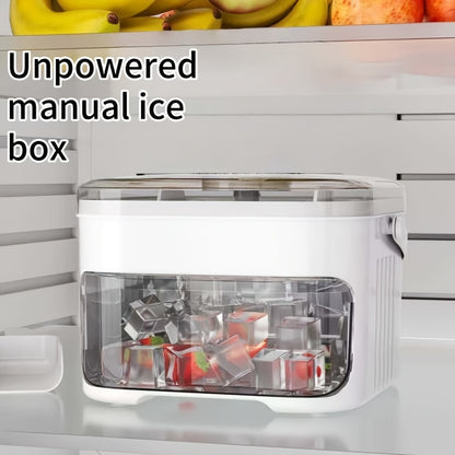 1PC Refrigerator Ice Cube Mold, Manual Press Two-Layer Design, Large Capacity Food-Grade PP Material, Suitable for Refrigerator Ice Making – Essential Kitchen Tool, 50-Cavity Ice Tray with Container, Practical Household Drink Ice Organizer.WHITE