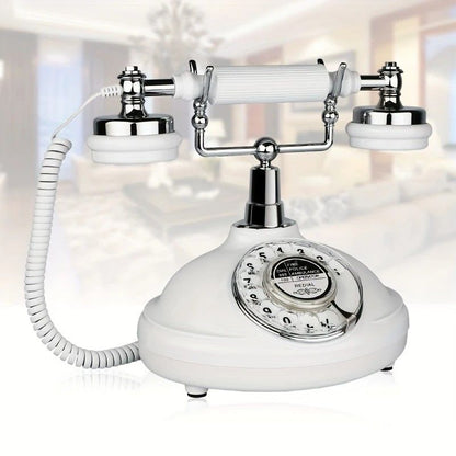European Retro Desktop Phone: Classic design meets modern utility, perfect for home and office, reviving elegant call moments.(White button)