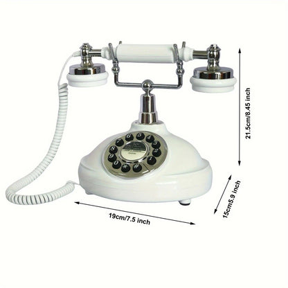 European Retro Desktop Phone: Classic design meets modern utility, perfect for home and office, reviving elegant call moments.(White turntable)