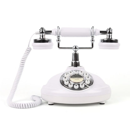 European Retro Desktop Phone: Classic design meets modern utility, perfect for home and office, reviving elegant call moments.(White turntable)