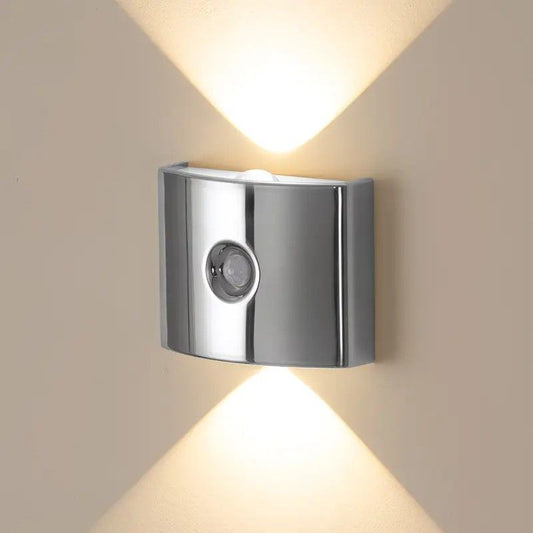 1PCS Induction wall lamp with three-color stepless dimming, 120° auto shut-off, USB rechargeable magnetic installation. Smart motion-sensing LED wall lamp, serving as both a night light and an ambient light./Chrome color