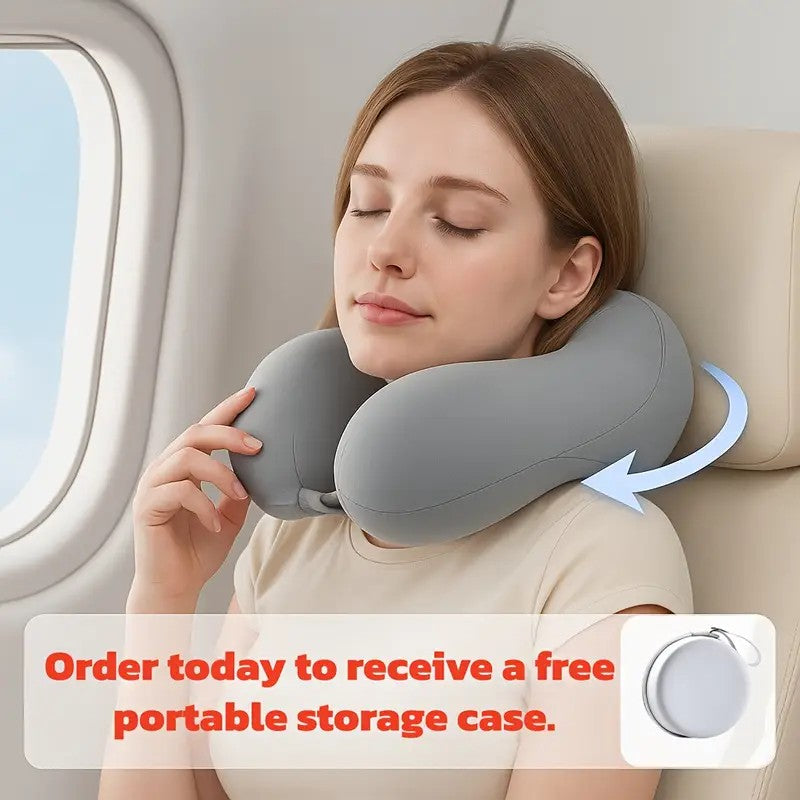 Blue-gray color matching，Travel & Home Neck Pillow – Ergonomic, portable, perfect for sleep. Fits desks, cars, and long flights. Features slow rebound foam, washable cover.