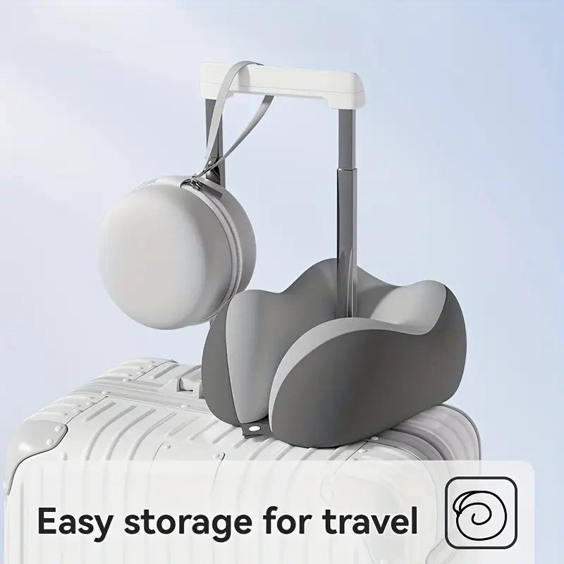 Blue-gray color matching，Travel & Home Neck Pillow – Ergonomic, portable, perfect for sleep. Fits desks, cars, and long flights. Features slow rebound foam, washable cover.