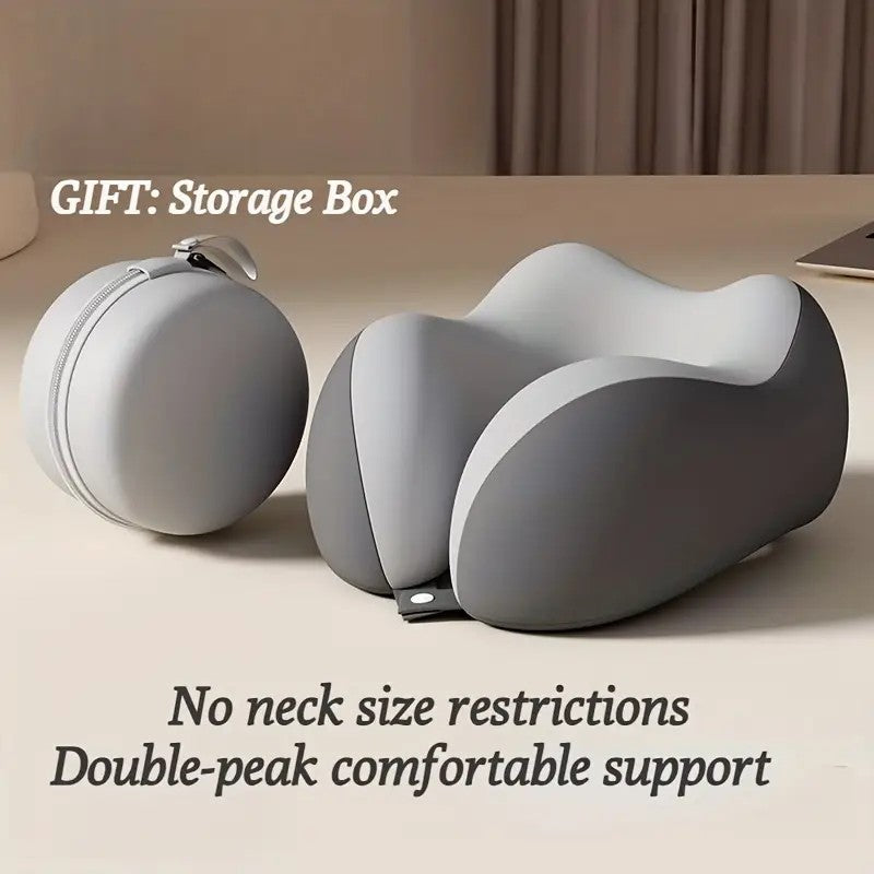 Blue-gray color matching，Travel & Home Neck Pillow – Ergonomic, portable, perfect for sleep. Fits desks, cars, and long flights. Features slow rebound foam, washable cover.