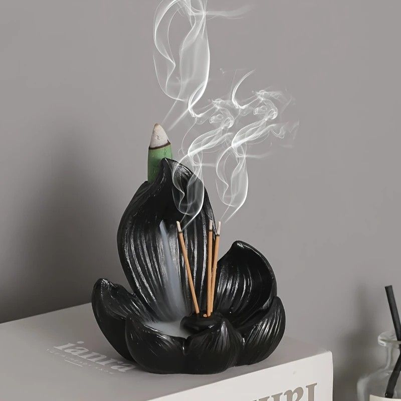 One lotus-shaped incense cone, a multifunctional home decoration piece, suitable for yoga and meditation.(golden)