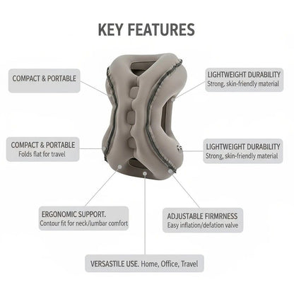 Inflatable Travel Pillow | Multi-Scene Ergonomic Design, 3-Second Inflate/Deflate, Relieves Travel Fatigue.BLUE