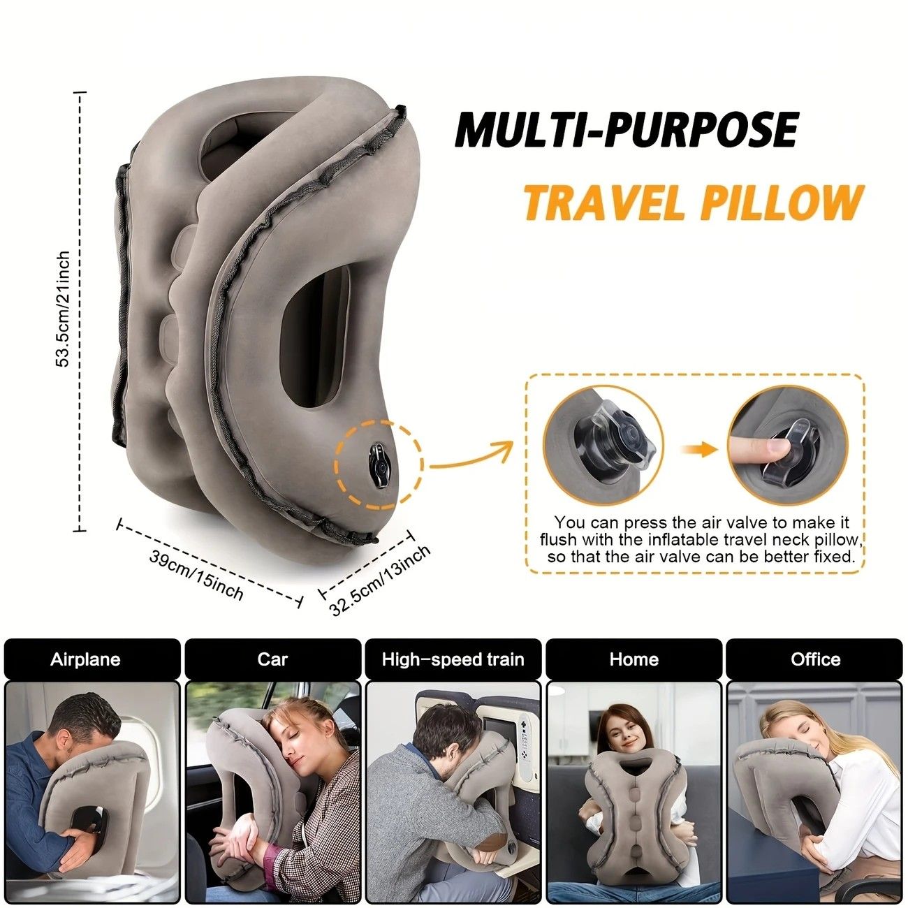 Inflatable Travel Pillow | Multi-Scene Ergonomic Design, 3-Second Inflate/Deflate, Relieves Travel Fatigue.BLUE