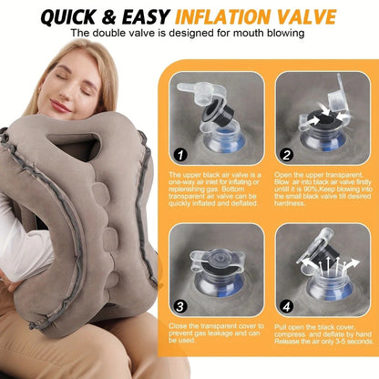 Inflatable Travel Pillow | Multi-Scene Ergonomic Design, 3-Second Inflate/Deflate, Relieves Travel Fatigue.BLUE