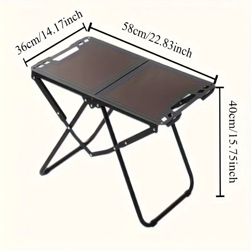 Portable Folding Camping Table Iron Outdoor Picnic Beach BBQ Tailgate Hiking with Storage Bag（BLACK)
