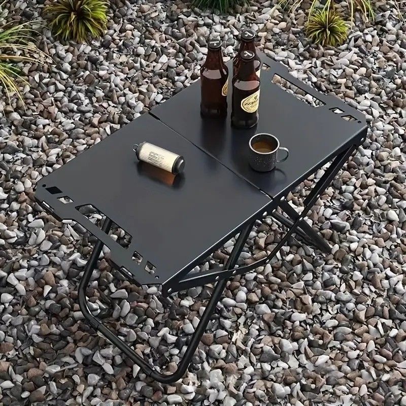 Portable Folding Camping Table Iron Outdoor Picnic Beach BBQ Tailgate Hiking with Storage Bag(GREEN)