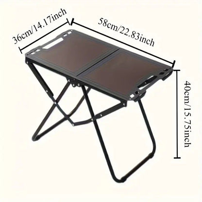 Portable Folding Camping Table Iron Outdoor Picnic Beach BBQ Tailgate Hiking with Storage Bag(GREEN)