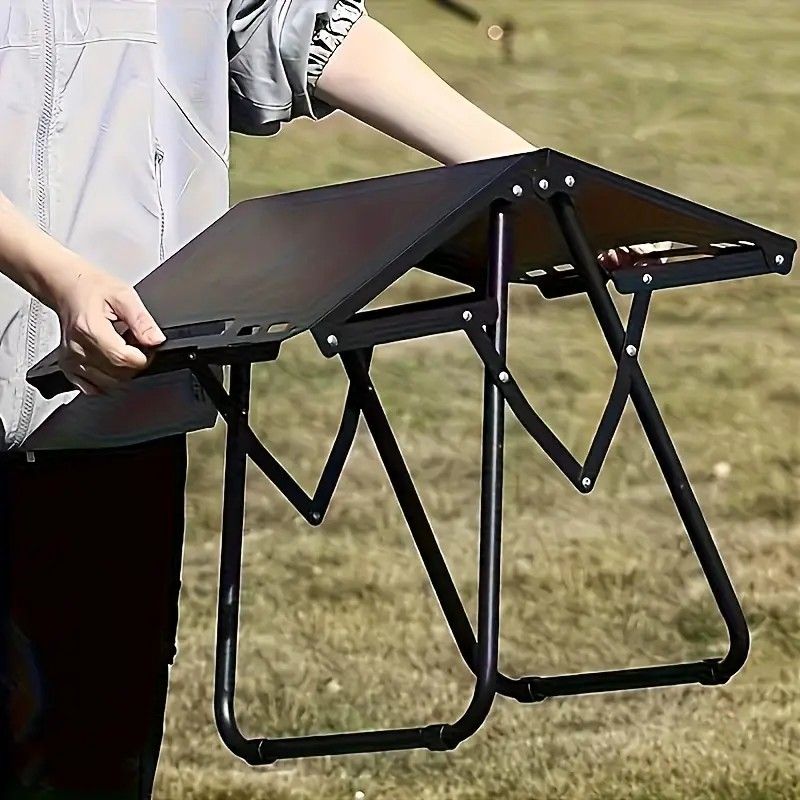 Portable Folding Camping Table Iron Outdoor Picnic Beach BBQ Tailgate Hiking with Storage Bag(GREEN)