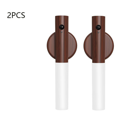 2-Pack USB Rechargeable Magnetic LED Night Light – Motion Sensor Wall Light for Bedroom, Kitchen & Bathroom/Walnut color