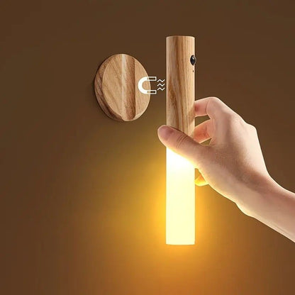 2-Pack USB Rechargeable Magnetic LED Night Light – Motion Sensor Wall Light for Bedroom, Kitchen & Bathroom/Walnut color