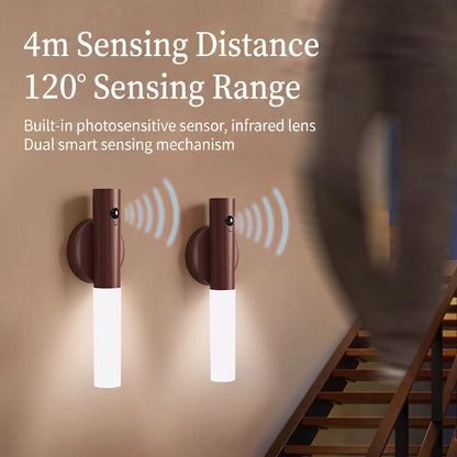 1-Pack USB Rechargeable Magnetic LED Night Light – Motion Sensor Wall Light for Bedroom, Kitchen & Bathroom/Walnut color