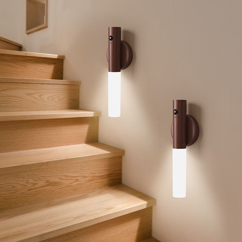 1-Pack USB Rechargeable Magnetic LED Night Light – Motion Sensor Wall Light for Bedroom, Kitchen & Bathroom/Walnut color