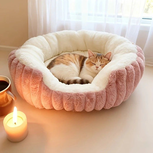 Pet owners are searching: Winter thick rabbit fur pet bed, ultimate cold-proof warmth solution(pink   No. M)