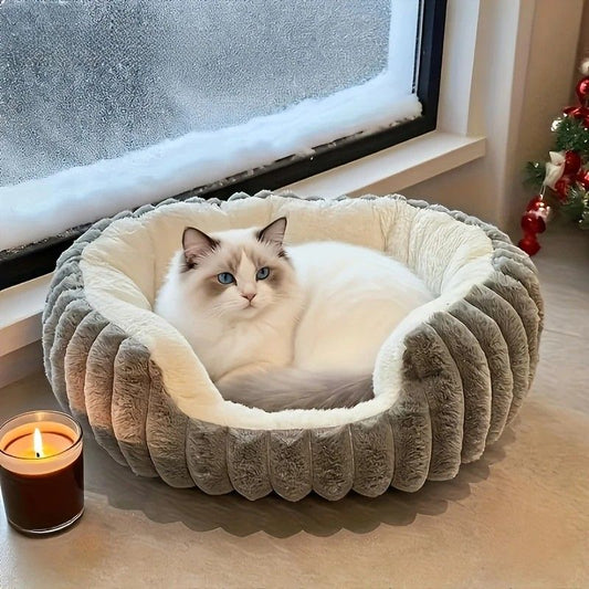 Pet owners are searching: Winter thick rabbit fur pet bed, ultimate cold-proof warmth solution(grey  NO:M)