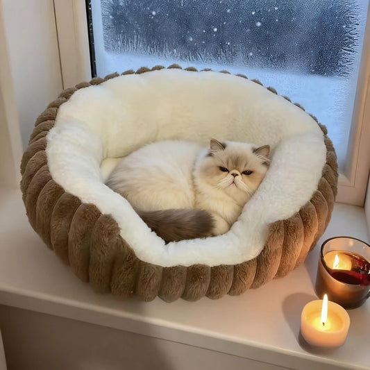 Pet owners are searching: Winter thick rabbit fur pet bed, ultimate cold-proof warmth solution(brown  NO:M)