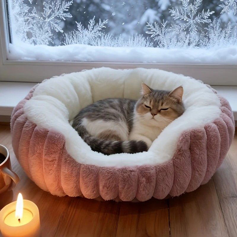 Pet owners are searching: Winter thick rabbit fur pet bed, ultimate cold-proof warmth solution(brown  NO:M)
