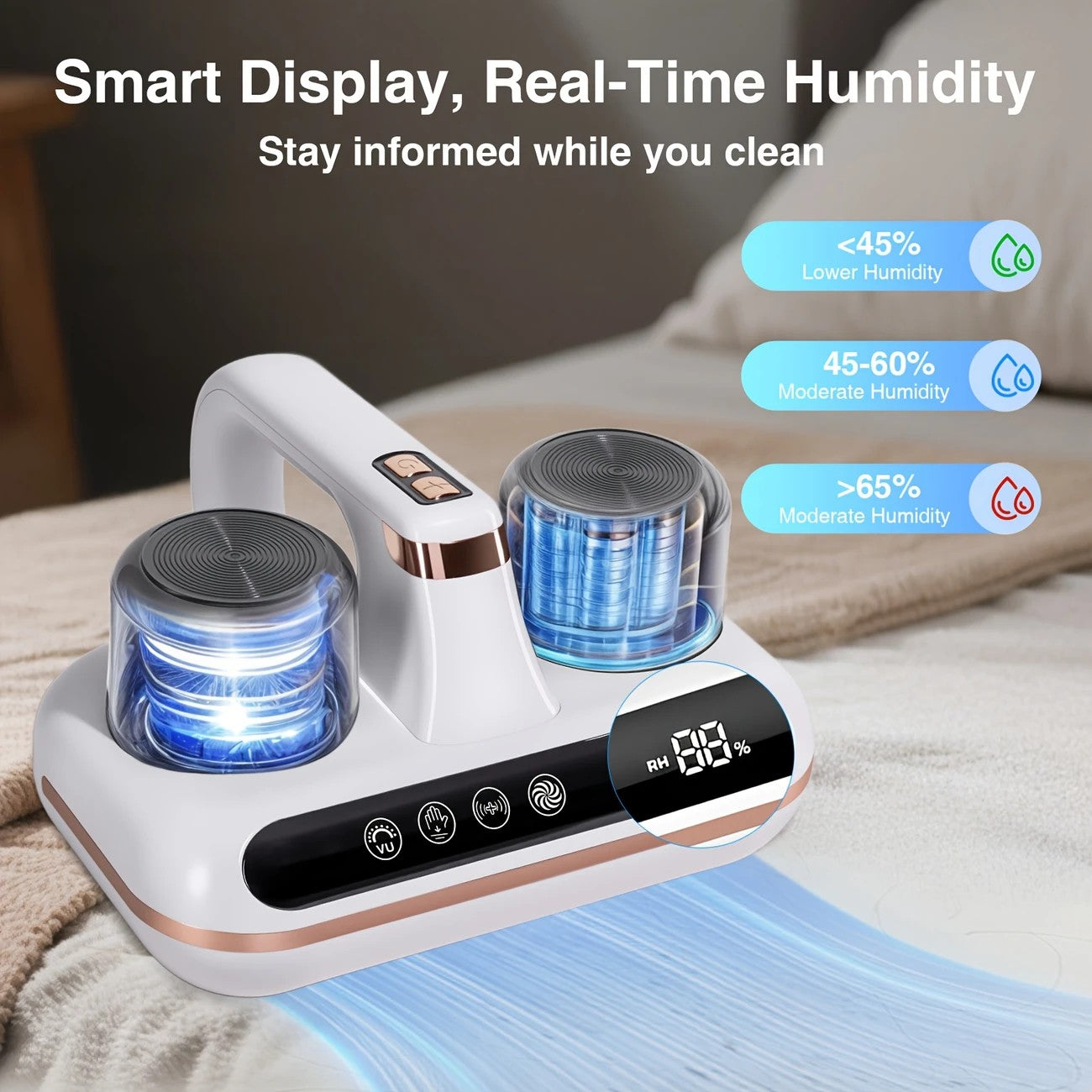 Wireless Intelligent Anti-Mite Cleaner: 10000Pa Super Suction, Dual Washable Dust Cups