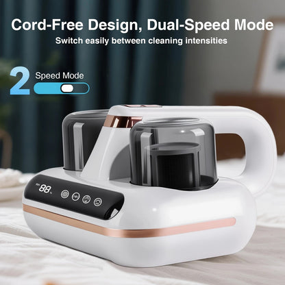 Wireless Intelligent Anti-Mite Cleaner: 10000Pa Super Suction, Dual Washable Dust Cups