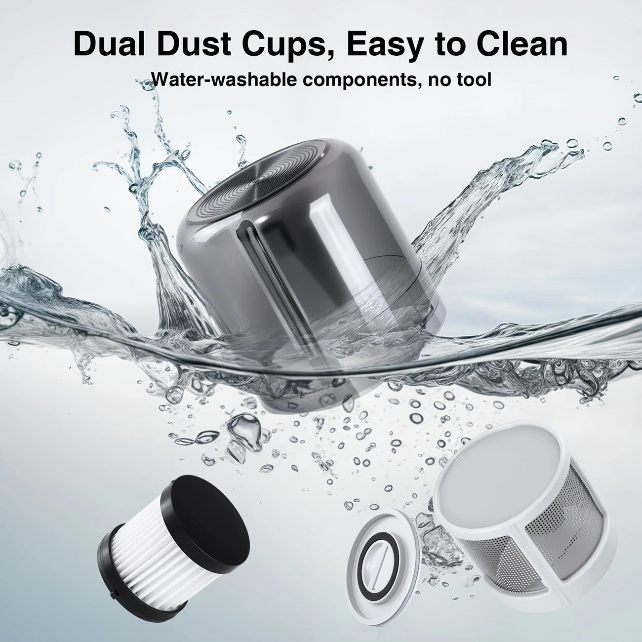 Wireless Intelligent Anti-Mite Cleaner: 10000Pa Super Suction, Dual Washable Dust Cups