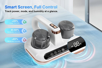 Wireless Intelligent Anti-Mite Cleaner: 10000Pa Super Suction, Dual Washable Dust Cups
