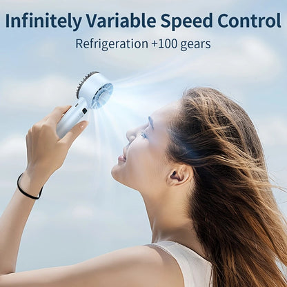 BLUE Hurricane Ice-Bag High-Speed Fan｜100-Speed Adjustable, Second-Level Cooling, Lightweight and Portable Summer Travel Essential
