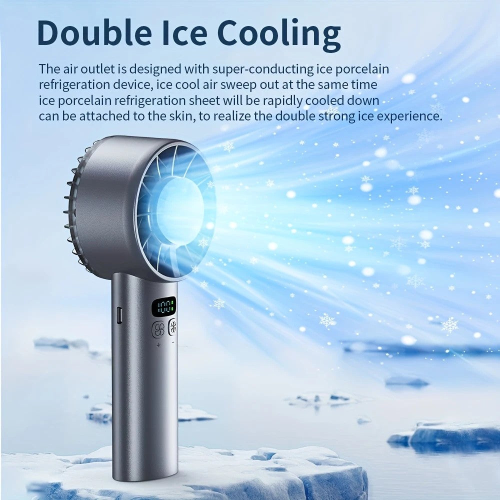 BLUE Hurricane Ice-Bag High-Speed Fan｜100-Speed Adjustable, Second-Level Cooling, Lightweight and Portable Summer Travel Essential