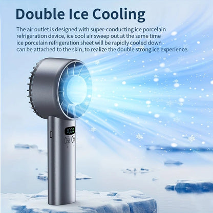 BLUE Hurricane Ice-Bag High-Speed Fan｜100-Speed Adjustable, Second-Level Cooling, Lightweight and Portable Summer Travel Essential