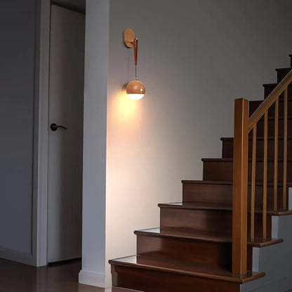 Scandinavian Wood 2-in-1 Voice Control Night Light, Solid Wood Portable Table Lamp Wall Ambient Light, 5m Offline Voice Control, 3-Level Dimming, with USB Cable & Lanyard.(Beech color)