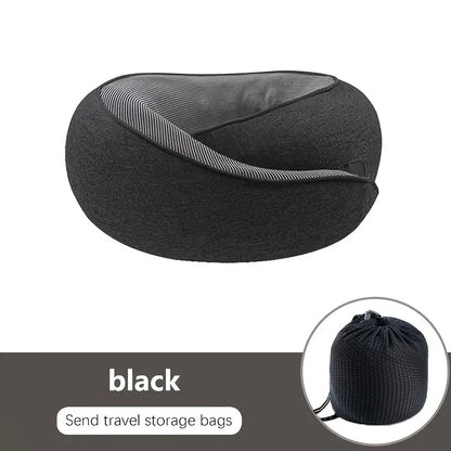 DARK GREY Snail Airplane Neck Pillow – Travel pillow with soft supportive design, ideal for sleep, cars, trains, the office, and home use. Includes a washable pillowcase and portable cervical support pad with storage bag.