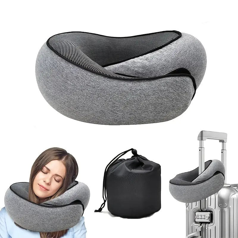 black Snail Airplane Neck Pillow – Travel pillow with soft supportive design, ideal for sleep, cars, trains, the office, and home use. Includes a washable pillowcase and portable cervical support pad with storage bag.