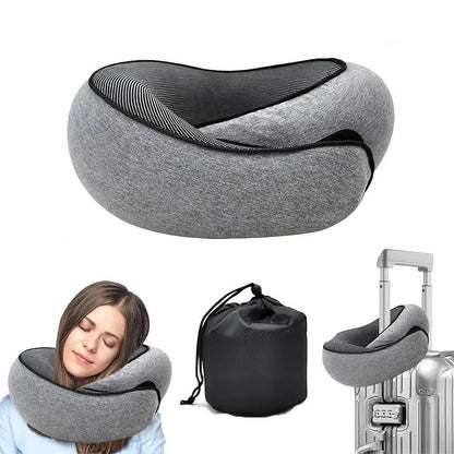 black Snail Airplane Neck Pillow – Travel pillow with soft supportive design, ideal for sleep, cars, trains, the office, and home use. Includes a washable pillowcase and portable cervical support pad with storage bag.