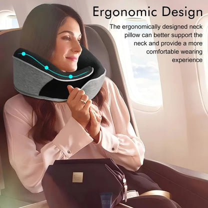 black Snail Airplane Neck Pillow – Travel pillow with soft supportive design, ideal for sleep, cars, trains, the office, and home use. Includes a washable pillowcase and portable cervical support pad with storage bag.