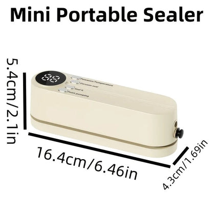 USB Rechargeable Portable Vacuum Sealer, includes sealing bags and a rapid vacuum pump. Space-saving design, suitable for vacuum packing snacks, meat, fruits, and vegetables for food preservation.GREEN