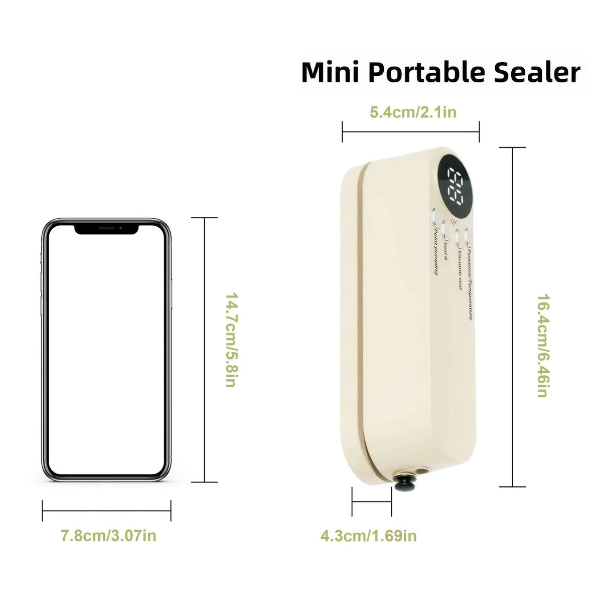 USB Rechargeable Portable Vacuum Sealer, suitable for vacuum packing snacks, meat, fruits, and vegetables for food preservation. GREEN