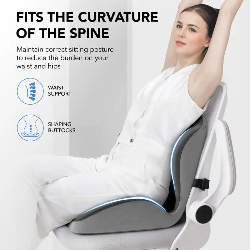 Ergonomic Memory Foam Seat Cushion provides comfortable lumbar and back support, suitable for office chairs and car seats. Reduces pressure and relieves back pain, lightweight and portable with moderate softness, a thoughtful gift for family and friends.