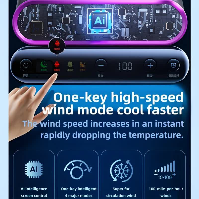 Cream rice，AI Smart Circulating Fan: 4 Modes + Silent Airflow, Your All-Scenario Cooling Companion