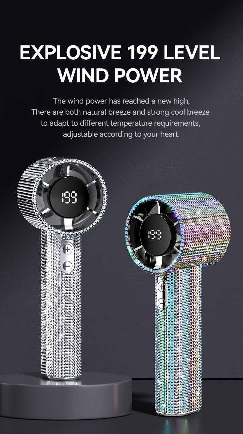 White Diamond /Diamond - style Handheld Mini Fan, Exquisite and Long - lasting Battery Life