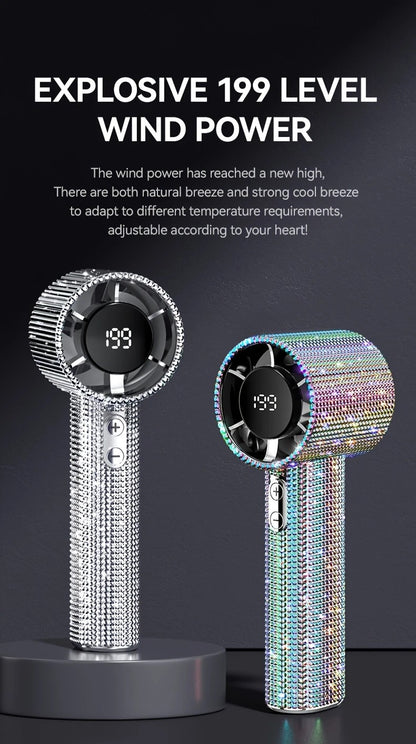 White Diamond /Diamond - style Handheld Mini Fan, Exquisite and Long - lasting Battery Life
