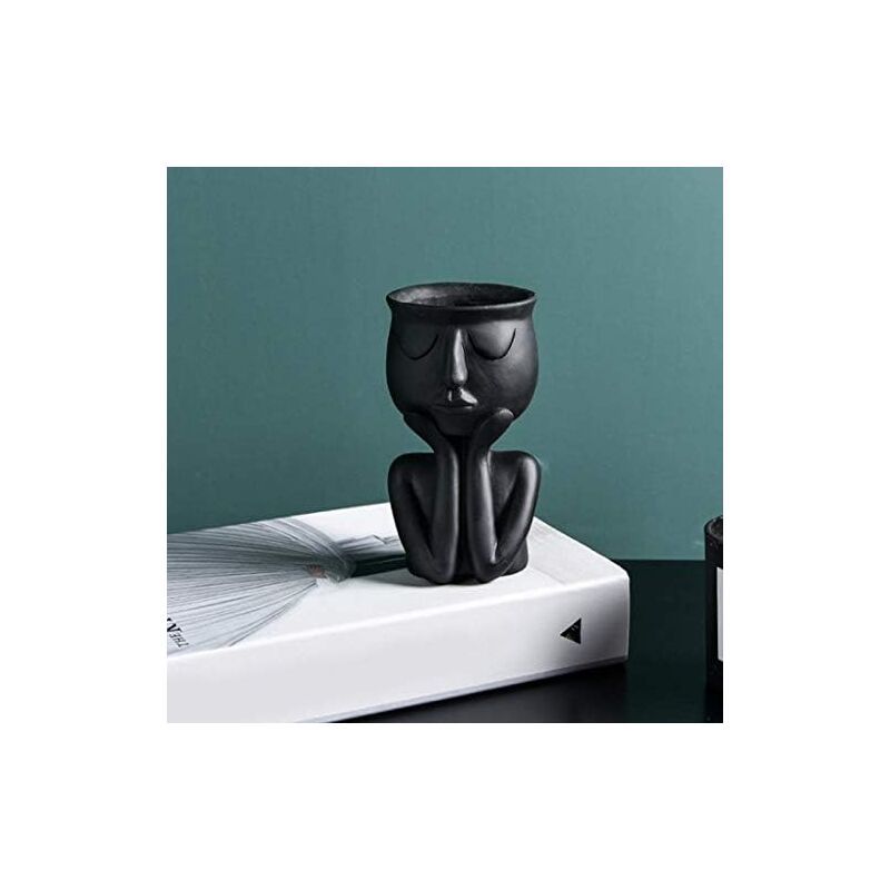Creative Nordic Face Vase Black Abstract Flower Pot for Succulents and Indoor Plants