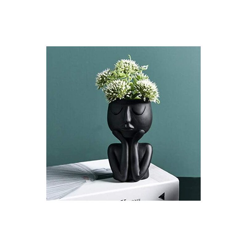 Creative Nordic Face Vase Black Abstract Flower Pot for Succulents and Indoor Plants
