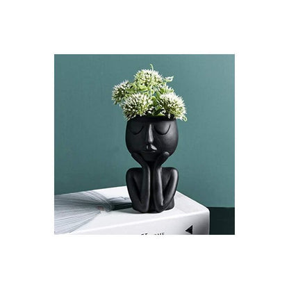 Creative Nordic Face Vase Black Abstract Flower Pot for Succulents and Indoor Plants