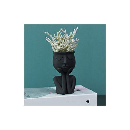 Creative Nordic Face Vase Black Abstract Flower Pot for Succulents and Indoor Plants
