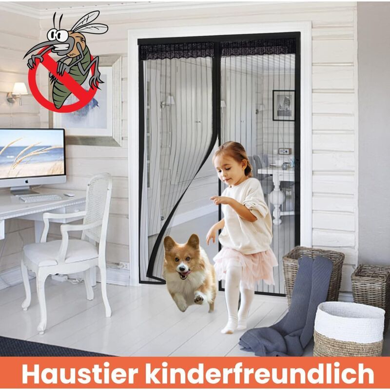 Mosquito Net Door Magnetic Anti Fly Curtain Anti Mosquito Door Curtain with Magnetic Closure Without Drilling for Balcony Door, 80cmx210cm