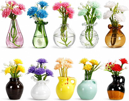 10 Piece Mini Magnetic Vase Set Ceramic and Glass