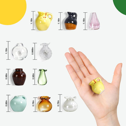 10 Piece Mini Magnetic Vase Set Ceramic and Glass