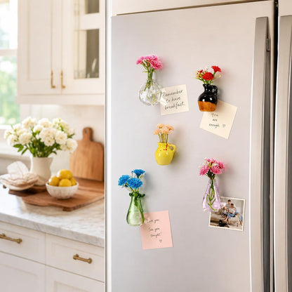 10 Piece Mini Magnetic Vase Set Ceramic and Glass